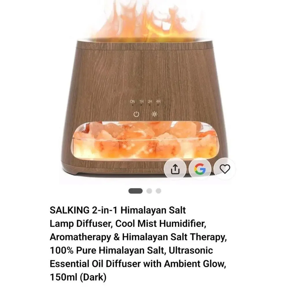 2-in-1 Ultrasonic Essential Oil Diffuser & Himalayan Salt Lamp, Aromatherapy ...